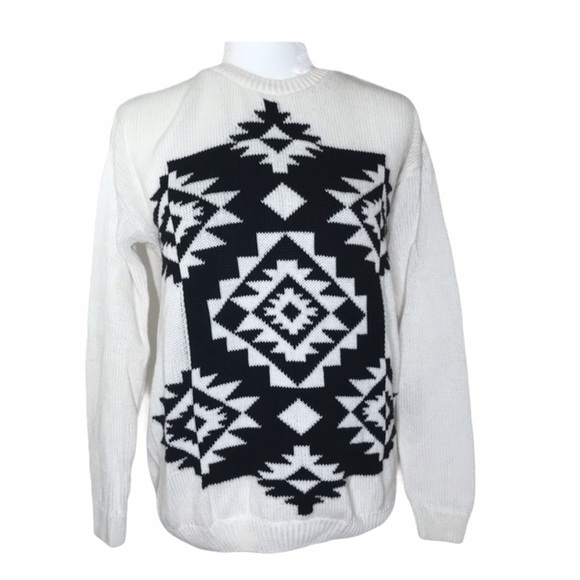 FOREVER21 Black White Aztec Tribal Sweater - Picture 1 of 5